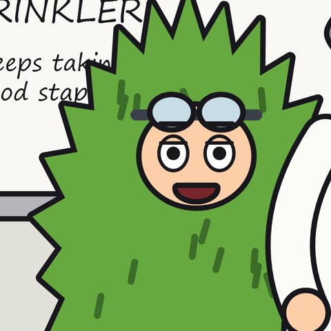 Volunteer Four in a green ghillie suit, grinning